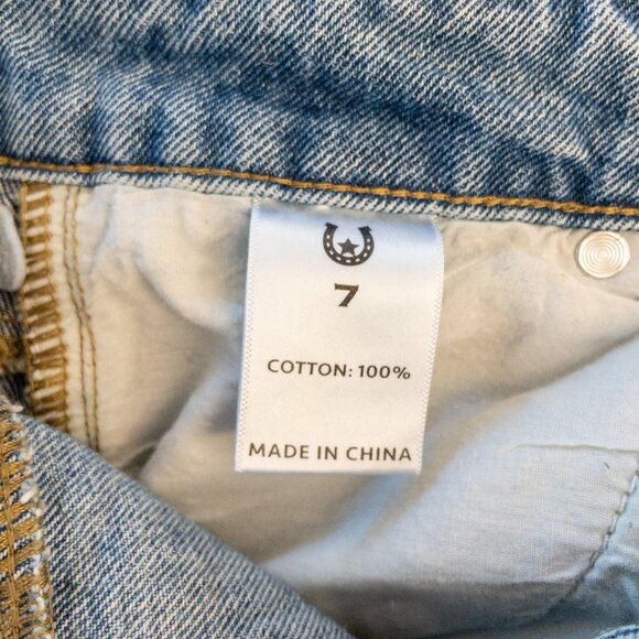 Austin Landing Cross Patch Jeans Size 7 Studded Detail Distressed Hem - Picture 5 of 6